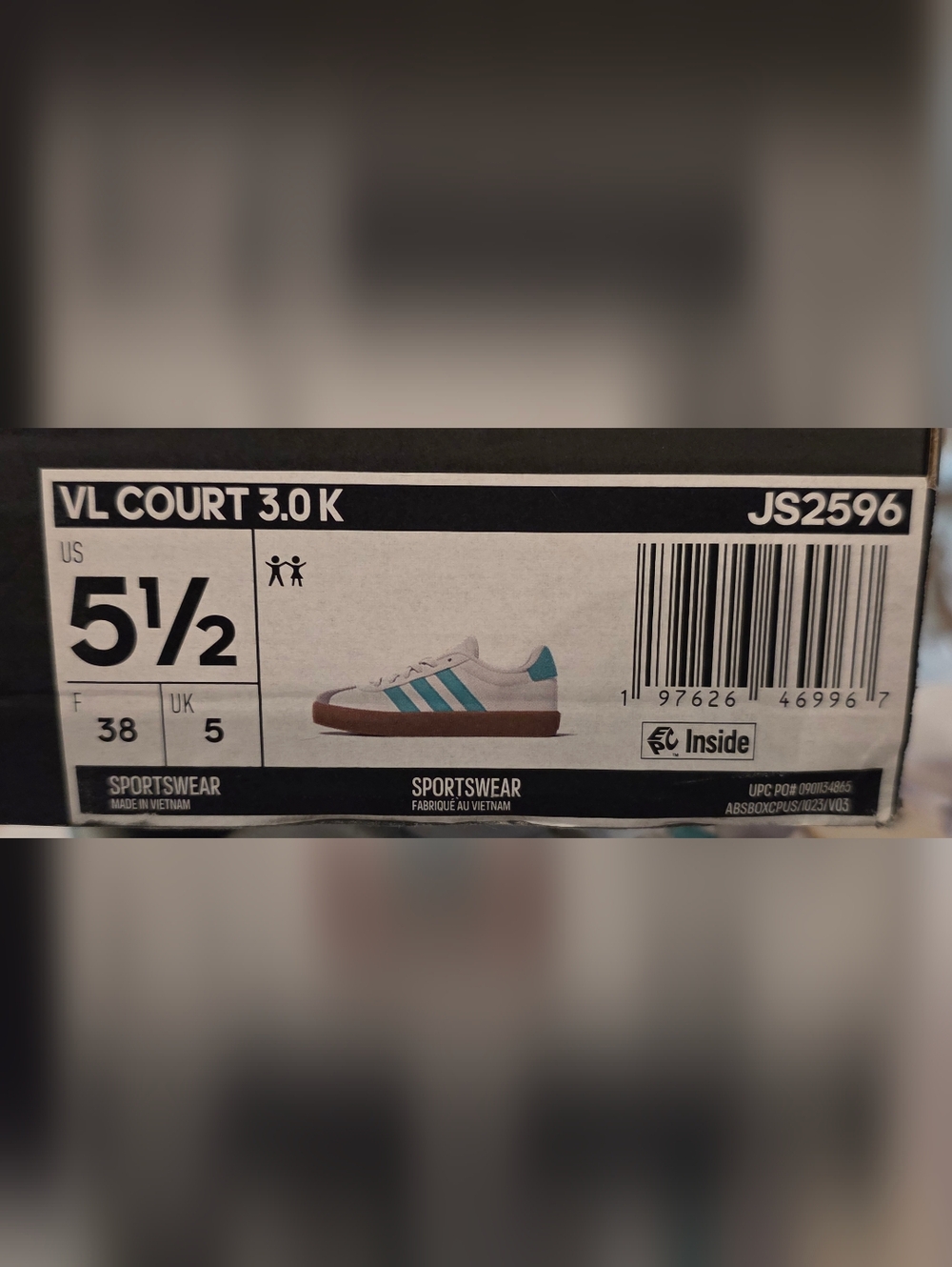 adidas White Sneakers with Aqua Stripes and Gum Sole - Picture 2 of 8